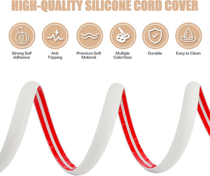 Floor Cord Cover Cable Cavity Self Adhesive Cord Hider Floor 10FT Floor Cable Management Power Cord Protector Floor Electric Cord Covers for Offices, Gym, Exhibitions (Beige, 1.57" x 10')