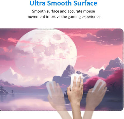 Watercolor Japanese Large Gaming Mouse Pad,Japanese Mouse Pad 31.5 x 11.8 in Mat Desk Pad,Large Desk Mat,Extended Keyboard Mousepad with Non-Slip Base and Stitched Edge for Desk Home Office