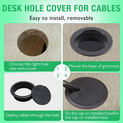 2 Pcs Desk Grommet 2" / 50 mm, Desk Cord Hole Cover, Cable Grommet ABS Plastic, Desk Hole Grommet for Home & Office Pc, Detachable Adjustable Cable Cord Organizer-White