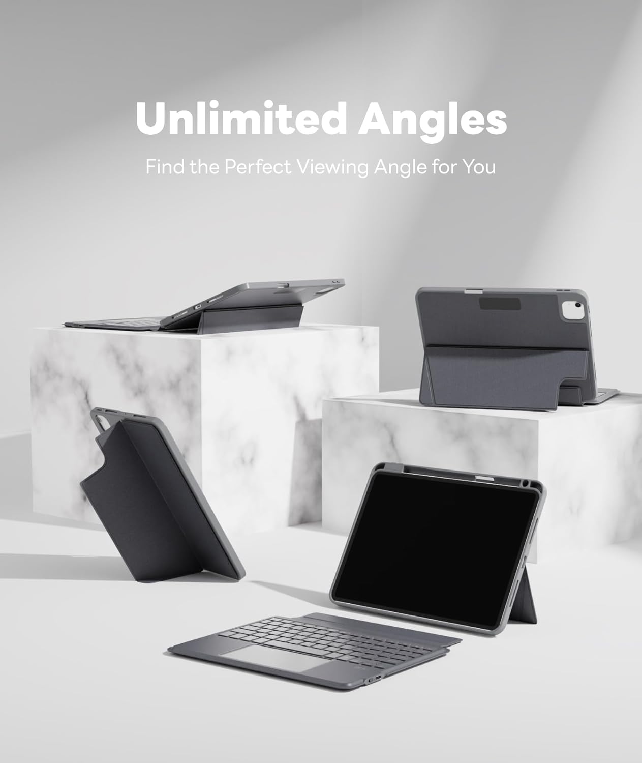 EIP Bluetooth Keyboard Case for iPad Pro 11 inch (M4) 2024, 11" Magnetic Detachable Cover with Trackpad, Patented Stylus Shortcuts, 7-Color Backlit Keys, Slim Protective Smart Case