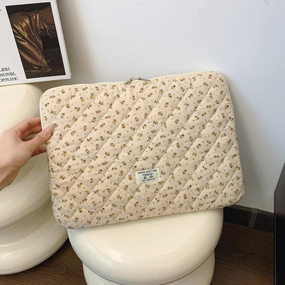 Puffy Laptop Sleeve 13-15.6 Inch Cute Quilted Laptop Protective Case Padded Floral Computer Sleeve for MacBook (A-Yellow, 13 Inch)