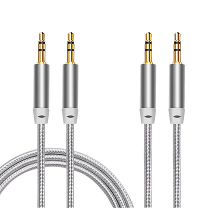 3.5mm Nylon Braided Stereo Audio Cable,(3 Pack) 4.9ft/1.5m Male to Male Aux Cord Audio Cord Compatible iPhones, iPads and Other 3.5mm DC Plug Port Device (Silver)