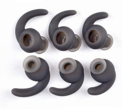 3 Pairs (S M L) Silicone Eargel Replacement Earbuds Eartips Compatible for Synchros Reflect BT Sports Wireless in-Ear Earphones (Dark-Grey)