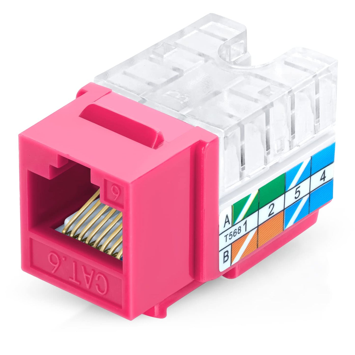 Everest 90° Angled RJ45 Cat6 Keystone Jacks 50-Pack in Pink - Slim Profile Female RJ45 Connectors - Cat 6 Keystone Jack - Compatible with 90° Angled Speed Termination Tool - easyJACK (B094WB91H3)