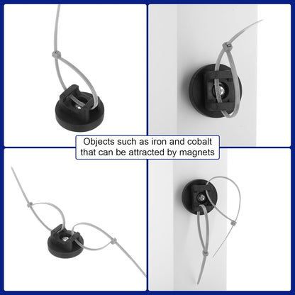 Yookeer 30 Pcs Magnetic Zip Tie Mount Base Black Magnetic Cable Clips Wire Holder Multipurpose Cable Ties Management Base Electrical Supplies for Wire (31 mm)