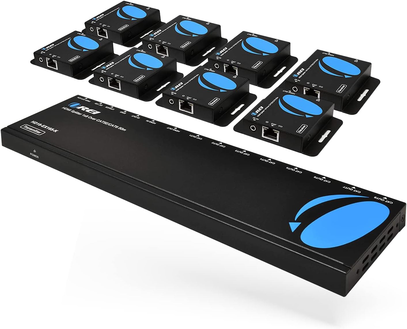 OREI 4K 1x8 HDMI Extender Splitter Multiple Over CAT 6/7 Cable with EDID management - 4K@30Hz upto 165ft and 1080p@60Hz upto 230ft- Loop Out