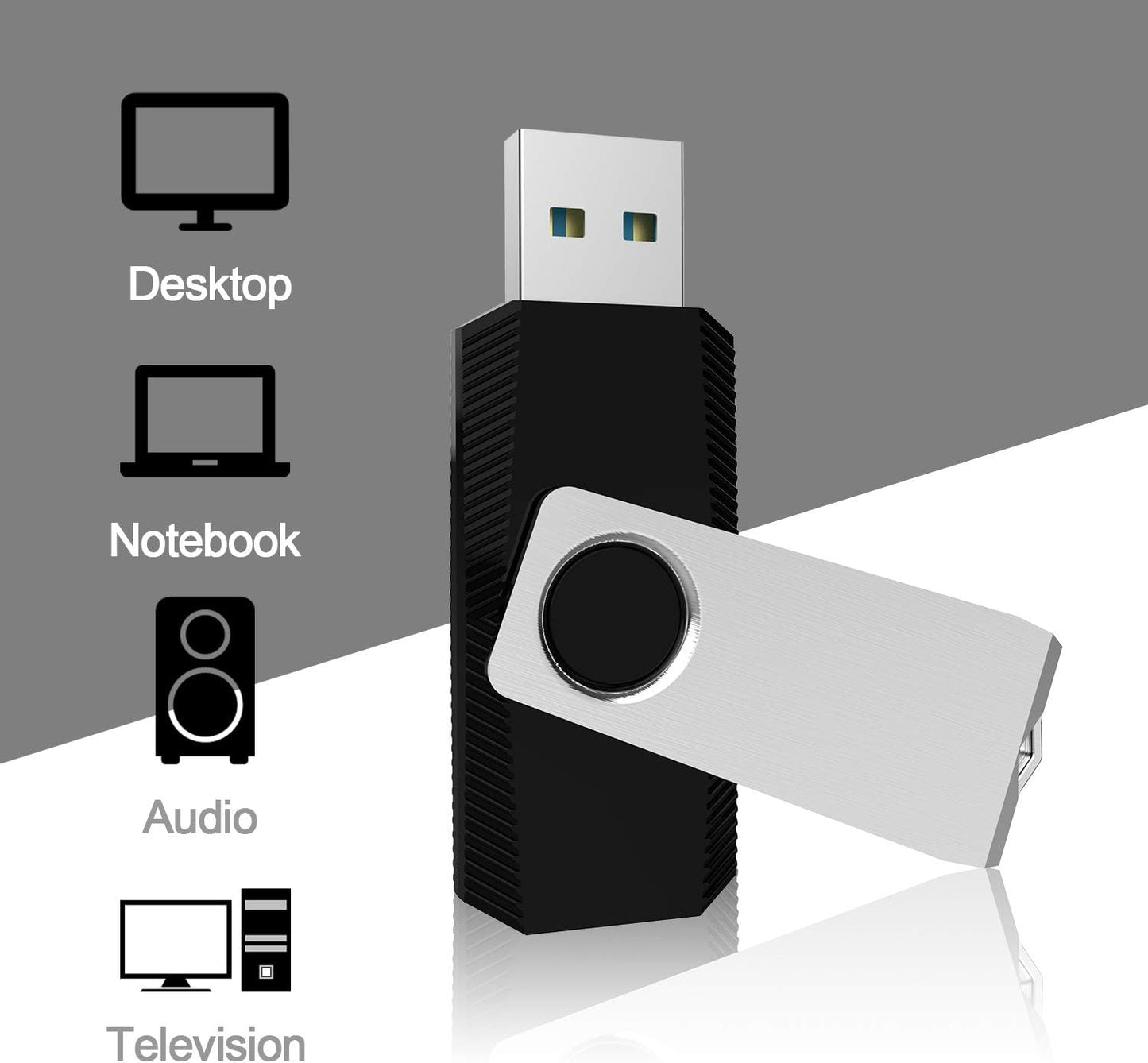 KEXIN USB 3.0 Flash Drive 64 GB 10 Pack Flash Drive 3.0 Thumb Drive Jump Drive Memory Stick Data Storage Pen Drive Black