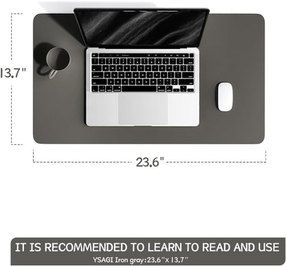 YSAGi Non-Slip Leather Desk Pad, Waterproof Laptop Computer Desk Keyboard Mat, Table Protector Blotter Mat, Large Mouse Pad for Office/Work/Home/Decor(Dark Gray, 23.6" x 13.7")