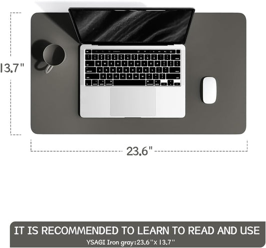 YSAGi Non-Slip Leather Desk Pad, Waterproof Laptop Computer Desk Keyboard Mat, Table Protector Blotter Mat, Large Mouse Pad for Office/Work/Home/Decor(Dark Gray, 23.6" x 13.7")