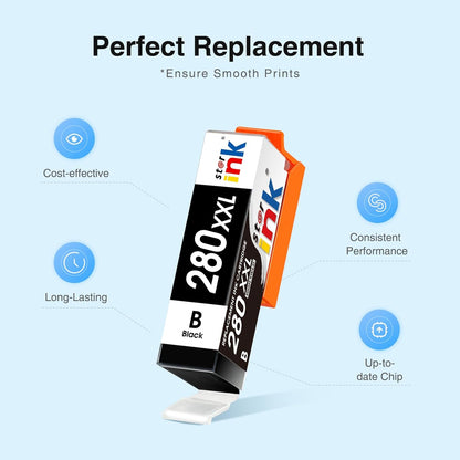 PGI-280XXL/CLI-281XXL Ink Cartridge Replacement for Canon 280 281 Ink Cartridges for Canon TR8620a Ink Cartridge TR8620 TR8520 TR7520 TR8600 TS6120 TS6220 TS6320 TR8500 Printer-2PGBK/2BK/2C/2M/2Y