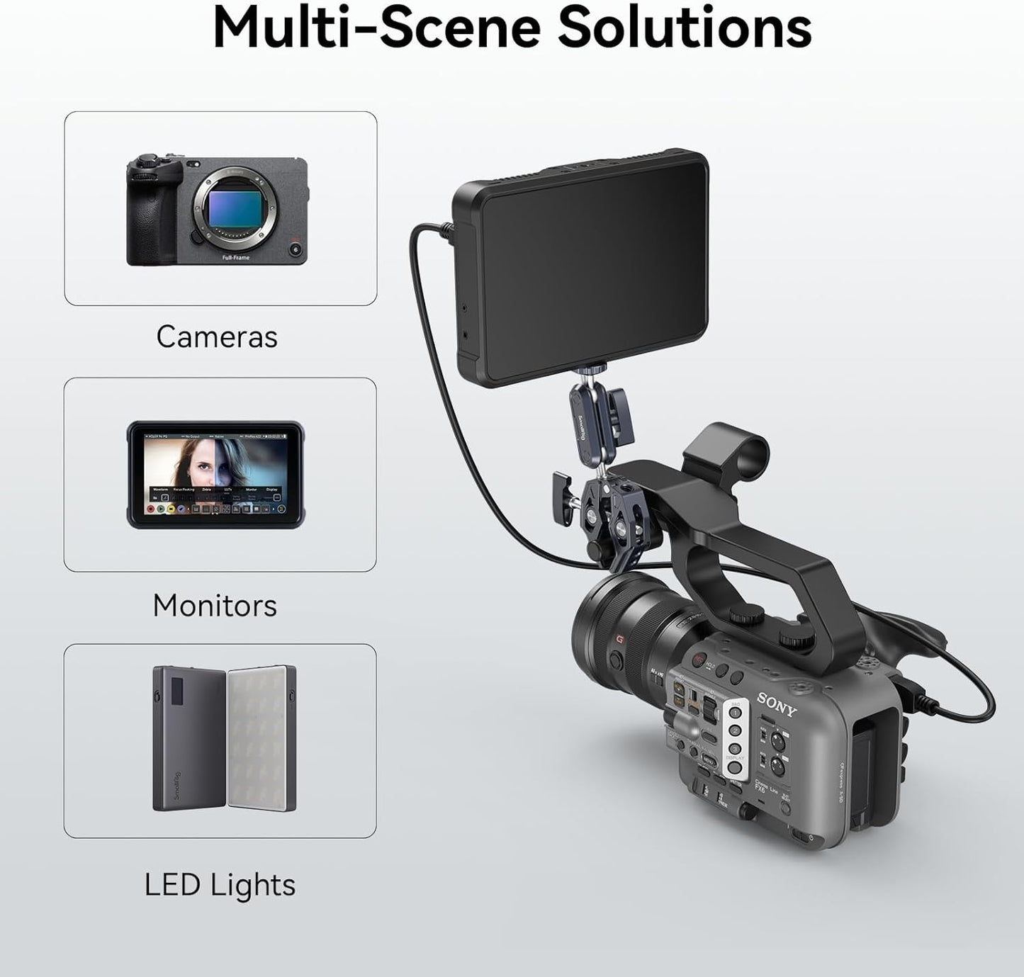 SMALLRIG Clamp, Camera Mount Clamp, Crab-Shaped Super Clamp with 1/4"-20, 3/8"-16 Threaded Holes, Payload 7.7lbs/3.5kg, for Most Photographic Accessories