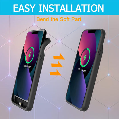 Battery Case for iPhone 12 Pro/ 12 , Upgraded 10000mAh Rechargeable Portable Extended Battery Pack Supported Qi Wireless Charging Case Compatible with iPhone 12 Pro/12 (6.1 inch) Charger Case (Black)