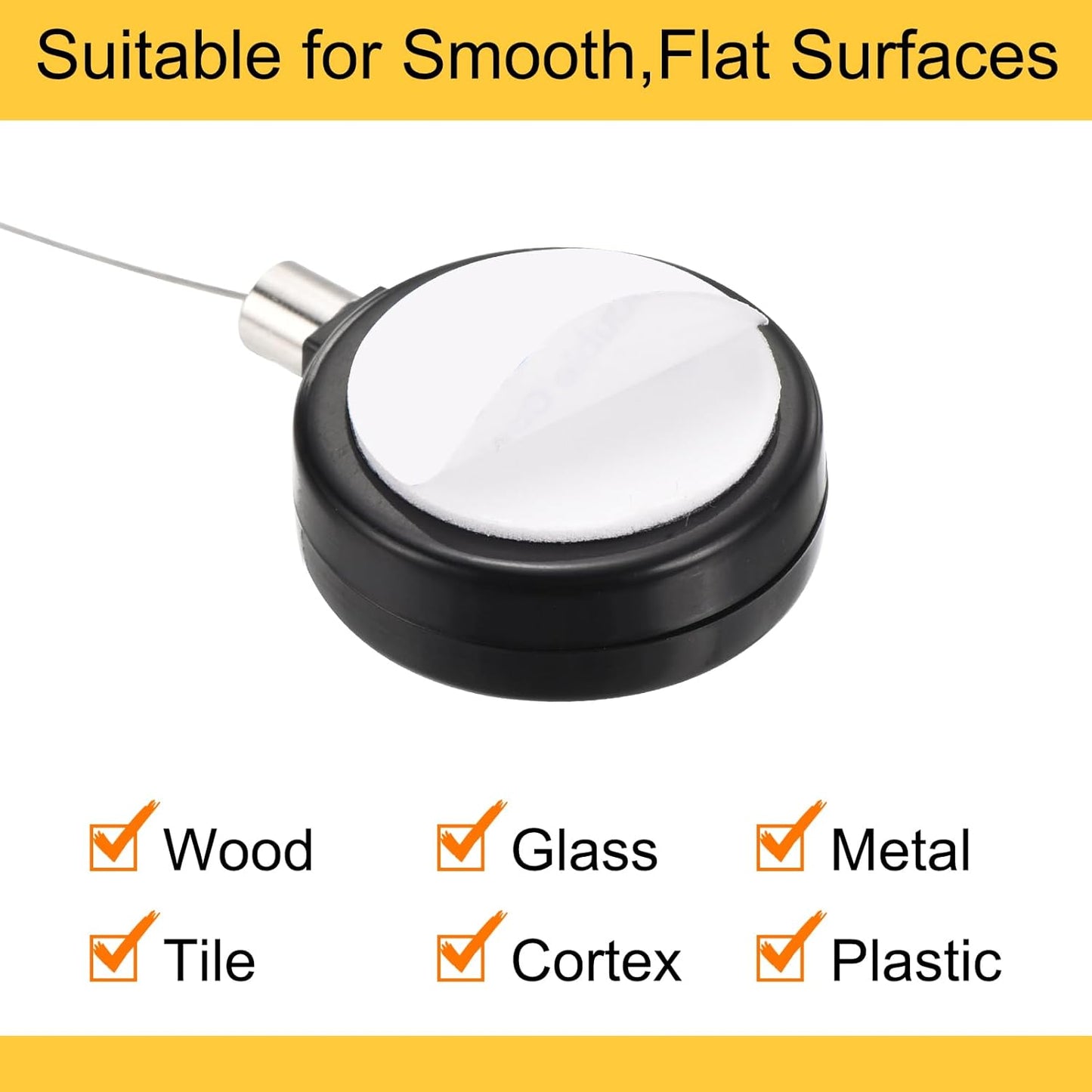 MECCANIXITY 1.8 ft Retractable Cable Lock with Latch Remote Control Security Lock with Adjustable Cord Tether Anti Theft for Laptop, TV, 200g, Black, 4 Pack