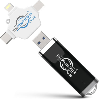 ThePhotoStick® Omni 128GB USB Flash Drive & Memory Stick – Photo & Video Backup for iPhone, Android, Mac & PC – Multiport Connection to Easily Store & Transfer Files