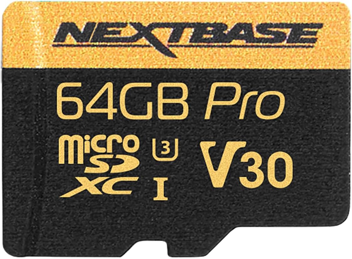 Nextbase 64GB U3 Micro SD Memory Card - with Adapter - Compatible with Nextbase in-Car Dash Cams Series 1 and 2