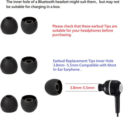 36 Pieces Large Earbud Tips Soft and Comfortable Silicone Earbud Tips Ear Bud Replacement Pieces Silicone Fit Most in-Ear Headphones，Inner Hole 3.8mm -5.5mm，Large Black Earbuds Silicone Tips