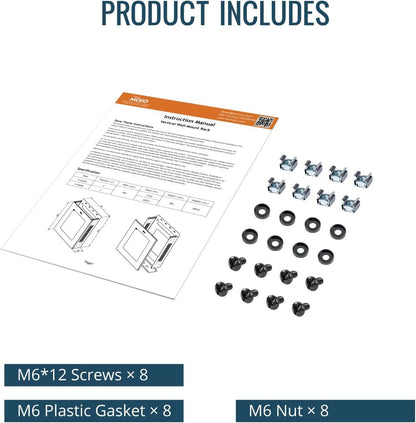 Tecmojo 2U Vertical/Horizontal Wall Mountable Server Rack, with Vented Enclosure for 19" IT Equipment, Cable Modems, Telecom, A/V, Black