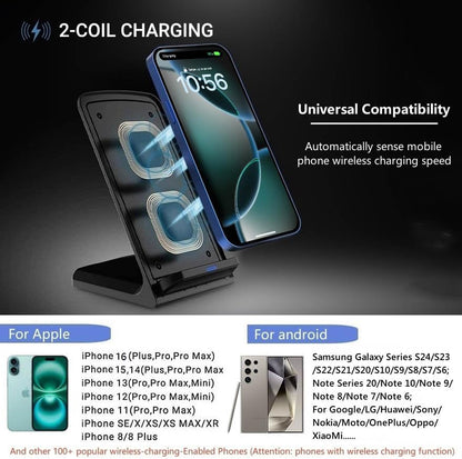 20W Fast Wireless Charger,Wireless Charging Stand Compatible with iPhone 16,16 Pro,15,14,13,12,11 Series/X/XS,Phone Charger for Galaxy S25/S24/S23/Note,Pixel/LG (No Plug)