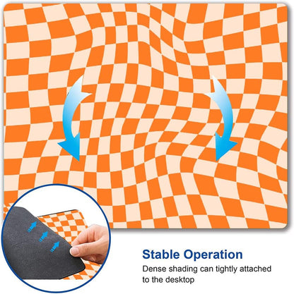 Mouse Pad, Orange Checkered Design Mouse Pad, Washable Square Cloth Mousepad for Office Laptop, Non-Slip Rubber Computer Mouse Pads for Wireless Mouse, Cute Mouse Pads for Desk