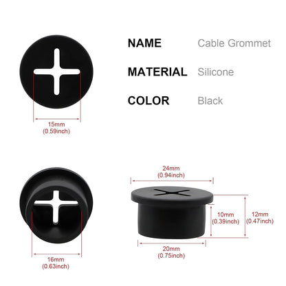 Desk Grommet, 3/4 Inch Flexible Rubber Grommets, Silicone Cable Cord Grommet Wire Hole Cover for Desk, Table and Other Furnitures(12Pack)