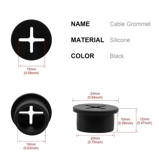 Desk Grommet, 3/4 Inch Flexible Rubber Grommets, Silicone Cable Cord Grommet Wire Hole Cover for Desk, Table and Other Furnitures(12Pack)