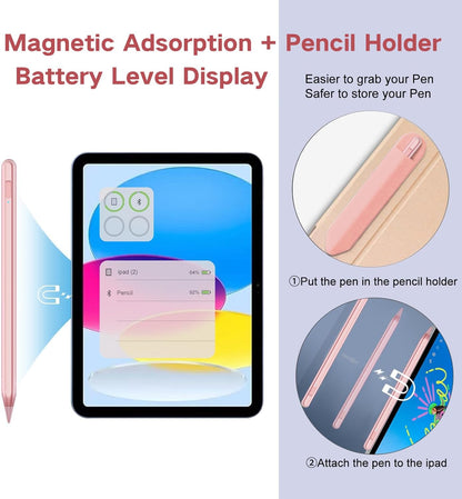 Stylus Pen for iPad 2018-2025 with Palm Rejection, Apple Pencil for Pad11th/10th/9th/8th/7th/6th Gen, iPad Pro 11/12.9 inch, New iPad Air 2025 11&13-inch(M3/2) /5th/4th/3th Gen, iPad mini 6th/5th