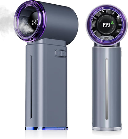 Portable Misting Fan - Mini Handheld Fan - 5000mAh Rechargeable Personal Mister Fans with Digital Display, 1-199 Speeds Adjustable, Birthday Gifts for Women Men Travel/Outdoor/Home/Office (Grey)