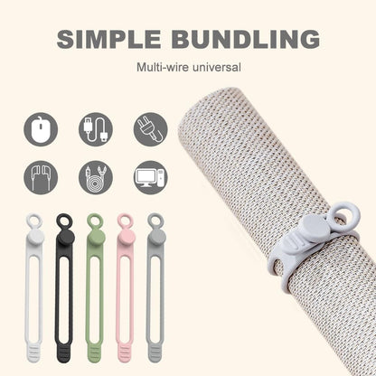 20pcs Data Cable Organizer, 2025 New Silicone Cable Ties Cable Management Organizer, 106mm Reusable Cord Organizer, Colorful Wire Organizers for Cords (20)