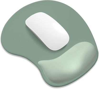 ITNRSIIET Ergonomic Mouse Pad, Cushioned Gel Wrist Rest, Non-Slip Base, Smooth Surface, Compatible with All Mice for Office & Gaming, Desk Accessory, 9.5 x 8.2 inch, Sage Mint Gradient
