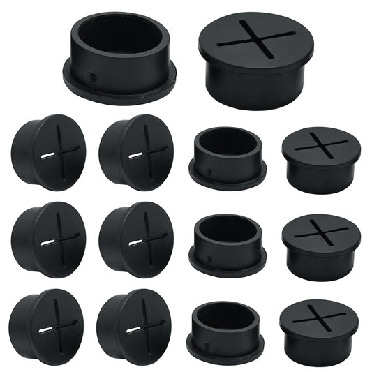 Desk Grommet, 3/4 in 20 mm Silicone Rubber Grommets, Black Desk Hole Cover for Cables, Flexible Wall Cord Pass Through Grommet for Office Table Computer Home Furniture Wire Organizer-15 Pcs