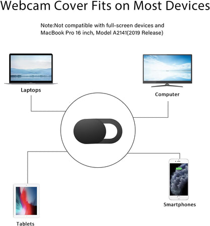 Laptop Camera Cover Slide, Camera Cover Slide, 8 Pack Ultra Thin Webcam Cover Slide for Laptop, Tablet, Desktop, PC, Smartphone, Protect Your Privacy and Security(Black)