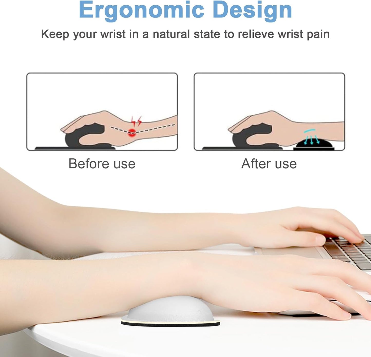 Dapesuom Mouse Wrist Rest, Ergonomic Memory Foam Mouse Wrist for Computer Desk Mats Support, Hand Rest Pad Cushion for Gaming, Office, Laptop, Men, Women, Pain Relief & Easy Typing, Space Gray