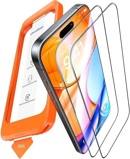UltraGlass Unbreak TOP 9H+ Glass for iPhone 14 Pro Screen Protector [12FT Military Grade Shatterproof & Longest Durable] Screen Protector 14 Pro Tempered Glass, Anti-fingerprint, 2 Packs