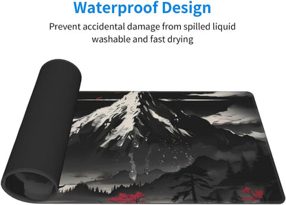 Extended Gaming Mouse Pad, Large Desk Mat XL Anime Mouse Pad Waterproof with Stitched Edges, Non-Slip Desktop Pad for Home and Office, Level Up Your 31.5x11.8 Inch (Snow Mountain)