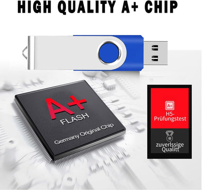 USB 8GB Bulk Flash Drives 50 Pack, EASTBULL USB 2.0 Swivel Thumb Drives Pack Metal USB Drives Fold Storage (Blue)