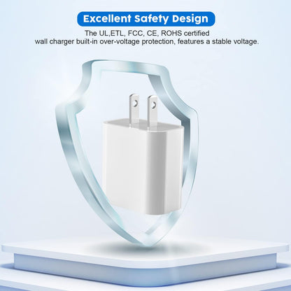 10FT iPhone Charger, iPhone 14 Fast Charging Block, Long 10Feet Fast Apple Charger USB C to Lightning Cable & 3Pack Type C Wall Charger Block for iPhone 14/14 Pro Max/14 Plus/13/13 Mini/12/11/X/XR/SE