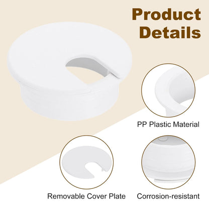 uxcell 8 Pcs 35mm (1.38 Inch) Desk Grommet, Plastic Cable Hole Cover, Wire Cord Cable Organizer for Home Office Computer Desk Cabinet, White