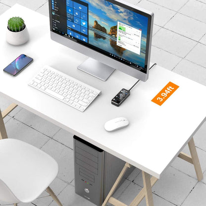 USB Hub,VKUSRA 4 Port USB 3.0 Hub Splitter with 4ft USB Long Cable and Individual LED On/Off Switch,USB Port Expander for Laptop PC