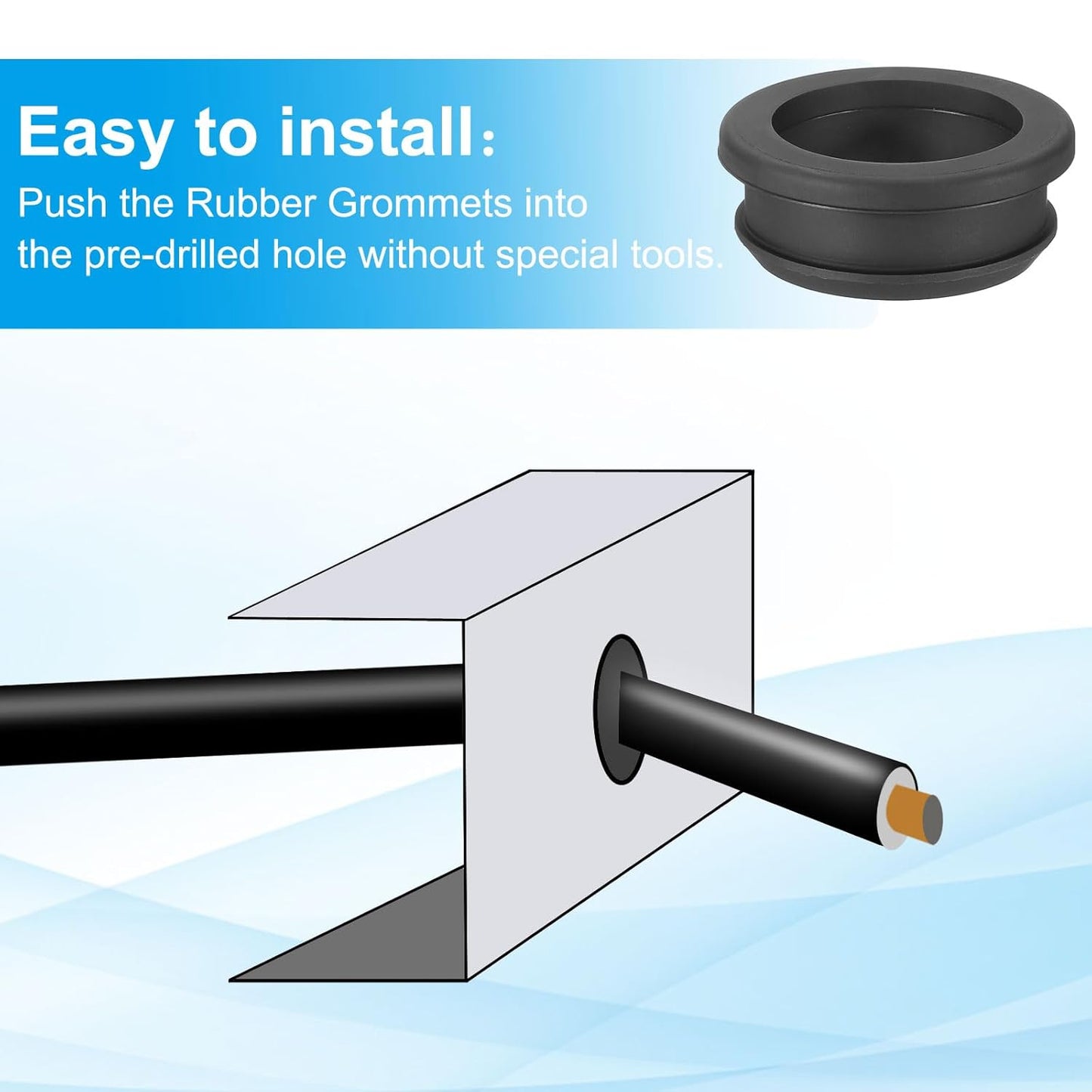 PATIKIL 36.6mm / 1-7/16 Inch Drill Hole,1-3/16 Inch ID Rubber Grommets, 3Pcs Top Hat Grommet for Wiring Eyelet Ring Gasket Automotive Firewall Cable Hole Plugs Wires Protection, Black