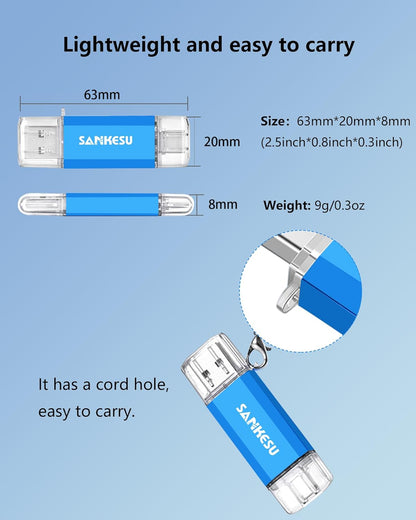64GB 3 Pack 2-in-1 USB C Flash Drive Type-A+Type-C 3.1 Dual Drive OTG,Speed Up to 120MB/s USB C Storage Flash Drive Compatible with iPhone 16/15, Android Smartphone/Tablets/Computers