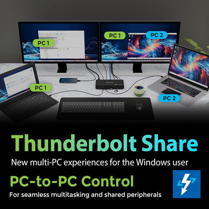 IOGEAR Quantum Thunderbolt 5 Dock Pro - 10 Devices - 80gbps - 2.5G - TB5 Host Dual 8K 60hz / Triple 4K Display 120hz - USB-A, SD 4.0, Audio - TAA - 140W Host Power - Includes PSU - Win 11 — GTD58KTAA