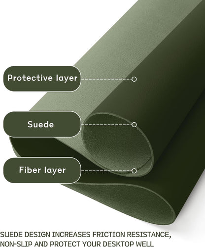YSAGi Non-Slip Leather Desk Pad, Waterproof Laptop Computer Desk Keyboard Mat, Table Protector Blotter Mat, Large Mouse Pad for Office/Work/Home/Decor(Olive Green, 31.5" x 15.7")