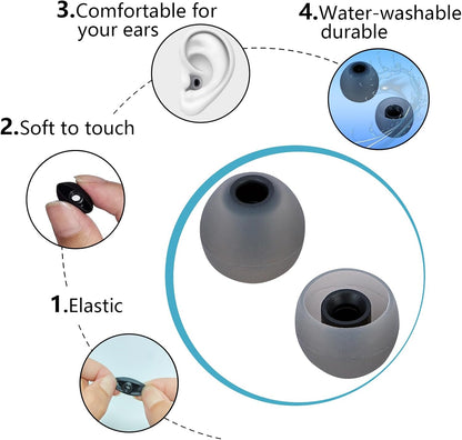 Earbud Tips Ear Bud Tips Soft Anti Slip Washable and Reusable Silicone Replacement Earbud Tips Fit Most in-Ear Earbuds(Inner Hole 3.8mm -5.1mm) 18pcs S M L