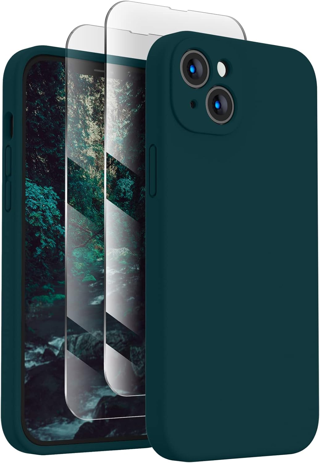 FireNova Designed for iPhone 13 Case, Silicone Upgraded [Camera Protection] Phone Case with [2 Screen Protectors], Soft Anti-Scratch Microfiber Lining Inside, 6.1 inch, Teal