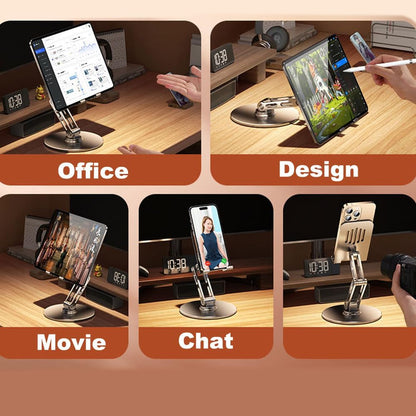 360° Rotating for iPad Stand for Desk Cell Phone Holder Adjustable Tablet Stand for Desk, Aluminum Alloy, Silver,for Ipad Tablet Kindle Stands Holder Compatible 4.7"-12.9"