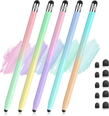 5Pcs Stylus Pens, 2 in 1 Stylus Pen for Touchscreen High Sensitivity Capacitive Stylus for iPad, iPhone, Android Samsung Tablets Skylight Calendar All Universal Touchscreen Devices with 10 Rubber Tips
