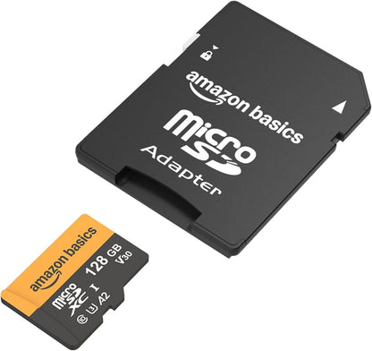 Amazon Basics 128GB microSDXC Card with Adapter, Read Speed Up to 200MB/s, 1-Pack