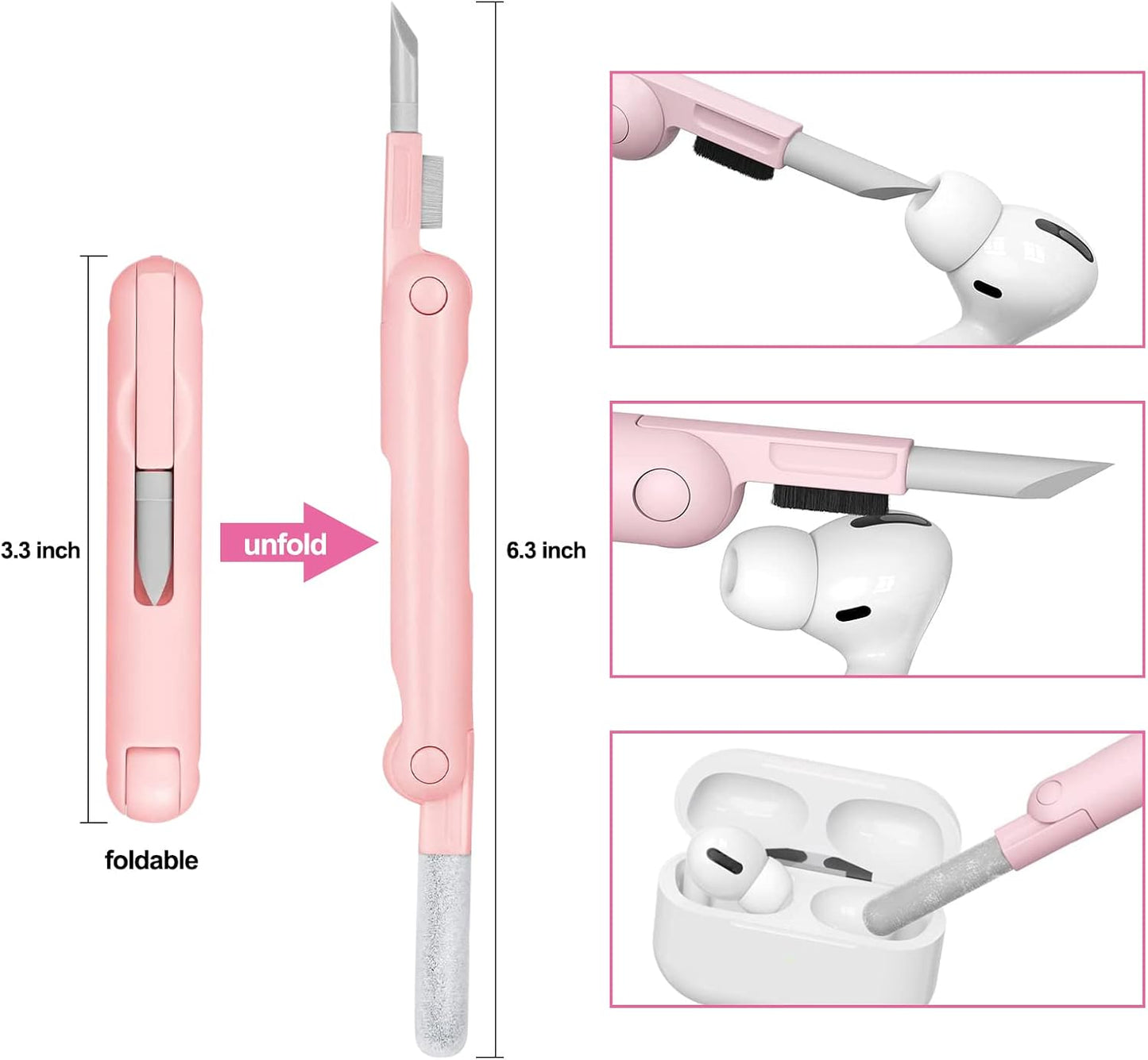 7-in-1 Electronic Cleaner Kit,Keyboard Cleaner,Laptop Cleaner Kit for Monitor, Cell Phone, Headset, Lego, Laptop Camera Lens (Pink)