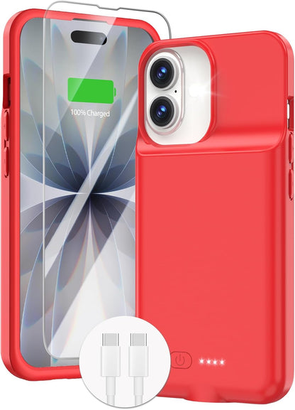 GIN FOXI Battery Case for iPhone 17, Charging Case Charger 8500mAh Ultra-Slim Lightweight Powerful Battery Pack 15W Fast Rechargeable Anti-Fall TPU Juice Box for iPhone 17 (6.3") Red