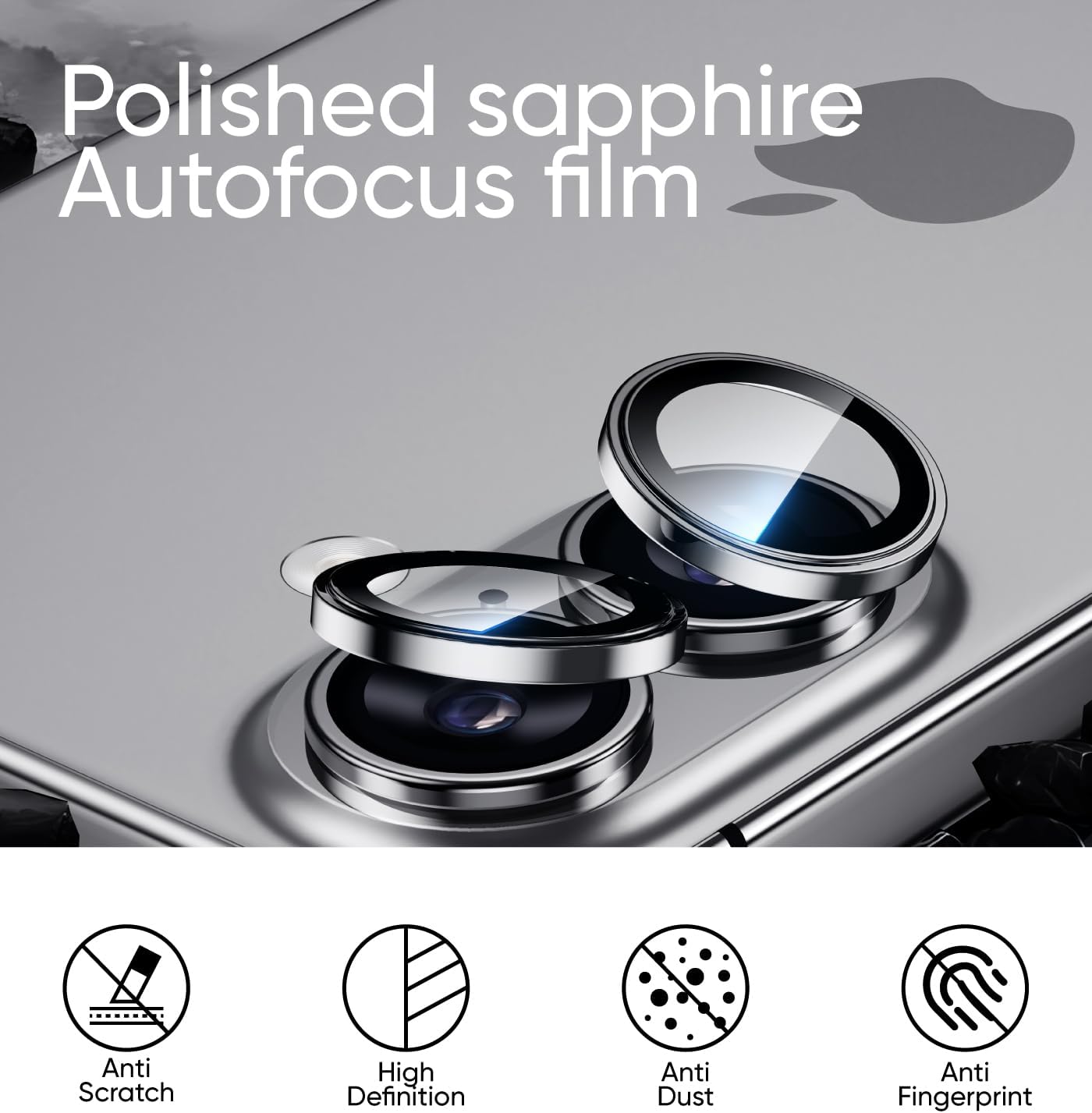 MAGIC JOHN for iPhone 16Plus/16 Camera Lens Protector [Alignment Kit&1:1 Invisible Perfect Fit] 9H Aerospace Tempered Glass Anti-Scratch Durable, Individual Cover Ring, Case Friendly, Set of 2, Sliver